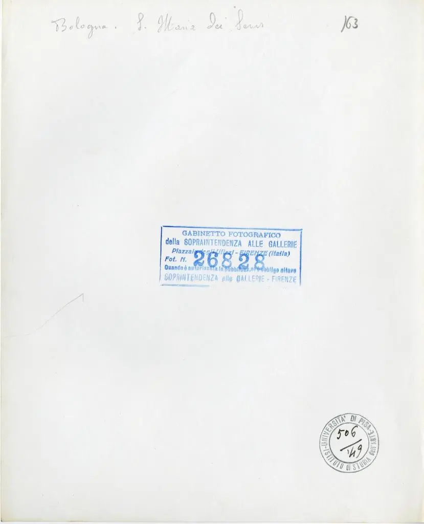 Gabinetto Fotografico della Soprintendenza Speciale per il Patrimonio Storico, Artistico ed Etnoantropologico e per il Polo Museale della citt&agrave; di Firenze , Bologna - S. Maria dei Servi , retro