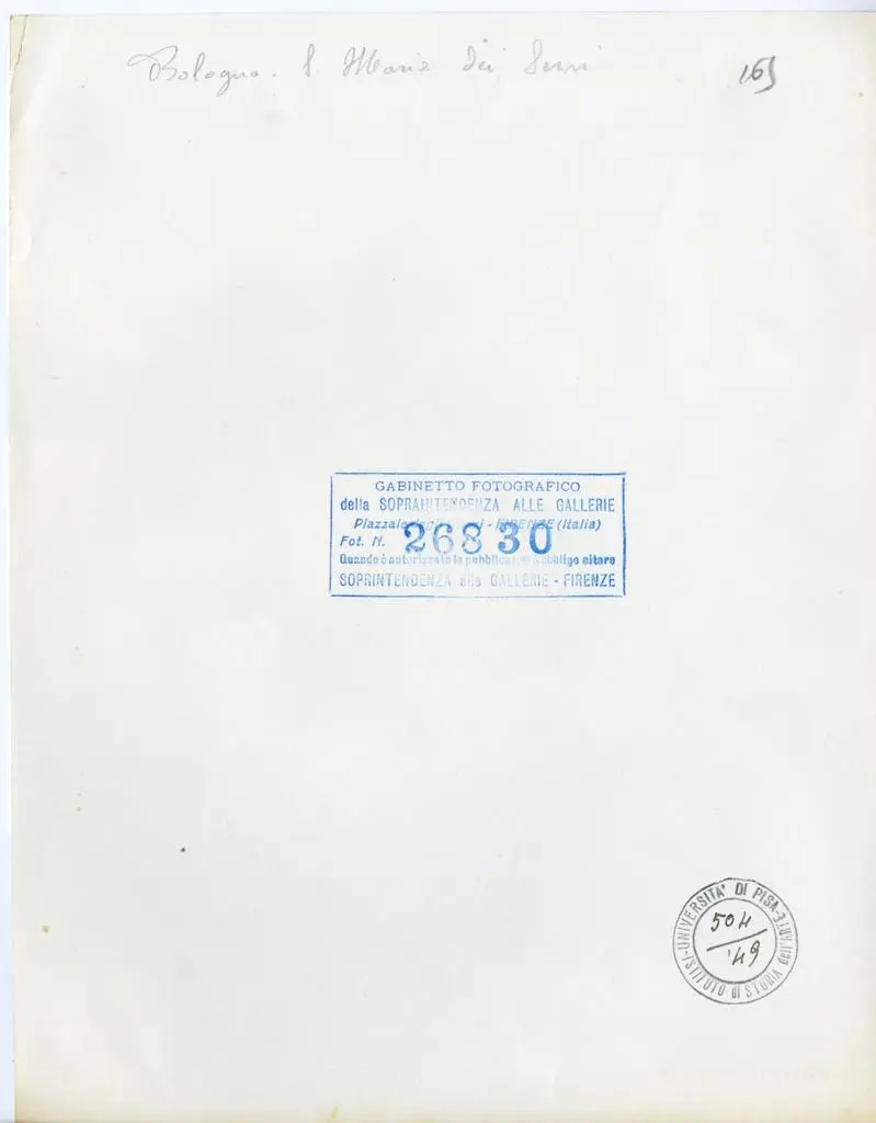 Gabinetto Fotografico della Soprintendenza Speciale per il Patrimonio Storico, Artistico ed Etnoantropologico e per il Polo Museale della citt&agrave; di Firenze , Bologna - S. Maria dei Servi , retro