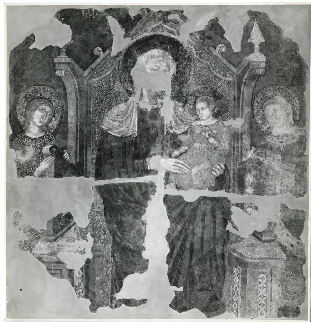 Gabinetto Fotografico della Soprintendenza Speciale per il Patrimonio Storico, Artistico ed Etnoantropologico e per il Polo Museale della citt&agrave; di Firenze , Maestro della Cappella Velluti - sec. XIII/ XIV - Madonna con Bambino in trono e angeli