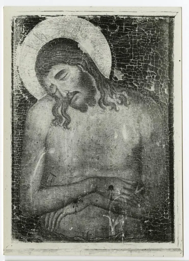Gabinetto Fotografico della Soprintendenza Speciale per il Patrimonio Storico, Artistico ed Etnoantropologico e per il Polo Museale della citt&agrave; di Firenze , Arezzo, Pinacoteca n. 4 - Cristo morto (distrutto 1942) - arte senese sec. XIV