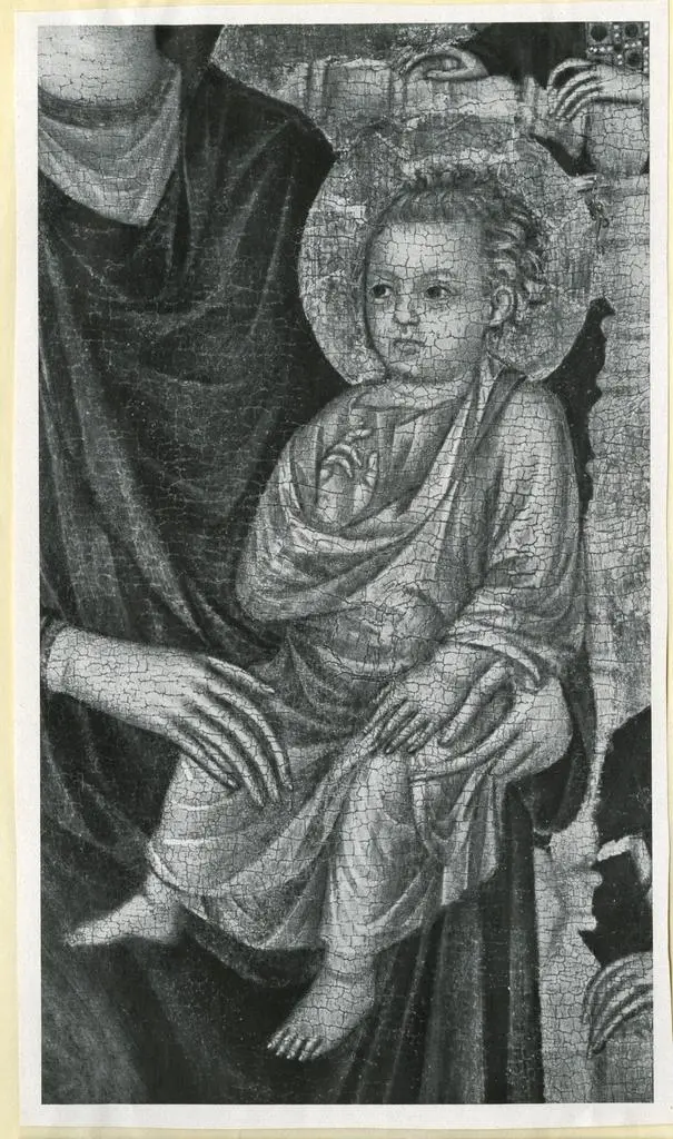 Anonimo , Maestro di San Martino - sec. XIV - Madonna con Bambino in trono tra san Domenico e san Francesco d'Assisi