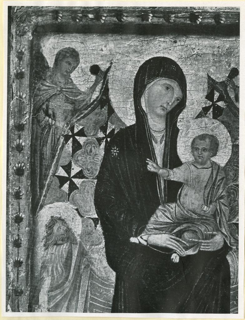 Anonimo , Maestro di San Martino - sec. XIII - Madonna con Bambino in trono tra san Giovanni Battista, san Pietro e angeli