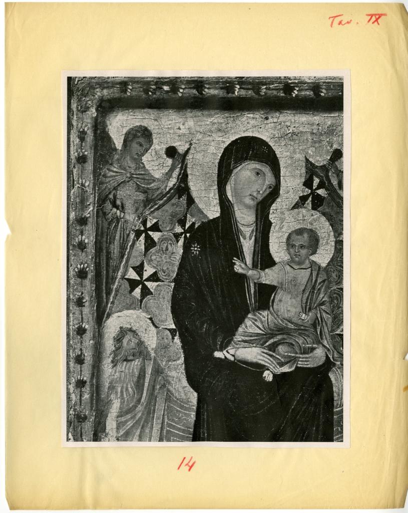 Anonimo , Maestro di San Martino - sec. XIII - Madonna con Bambino in trono tra san Giovanni Battista, san Pietro e angeli