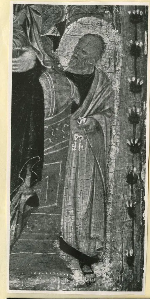 Anonimo , Maestro di San Martino - sec. XIII - Madonna con Bambino in trono tra san Giovanni Battista, san Pietro e angeli (particolare)