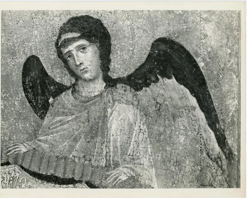 Gabinetto Fotografico della Soprintendenza Speciale per il Patrimonio Storico, Artistico ed Etnoantropologico e per il Polo Museale della citt&agrave; di Firenze , Maestro di San Martino - sec. XIII - Madonna con Bambino in trono tra angeli (particolare)