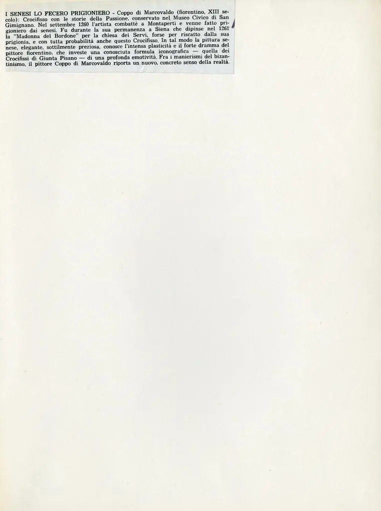 Anonimo , Coppo di Marcovaldo - sec. XIV - Cristo crocifisso; Episodi della Passione di Cristo