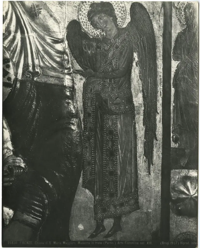 Brogi , Firenze - Chiesa di S. Maria Maggiore. Madonna in trono (Partic.) - Arte fiorentina sec. XIII