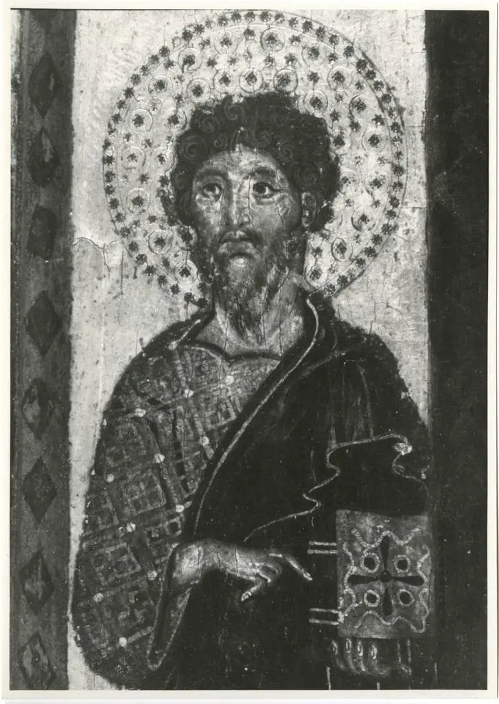 Gabinetto Fotografico della Soprintendenza Speciale per il Patrimonio Storico, Artistico ed Etnoantropologico e per il Polo Museale della citt&agrave; di Firenze , Meliore di Jacopo/ Coppo di Marcovaldo - sec. XIII - Madonna con Bambino, angeli e santi (particolare di un santo)