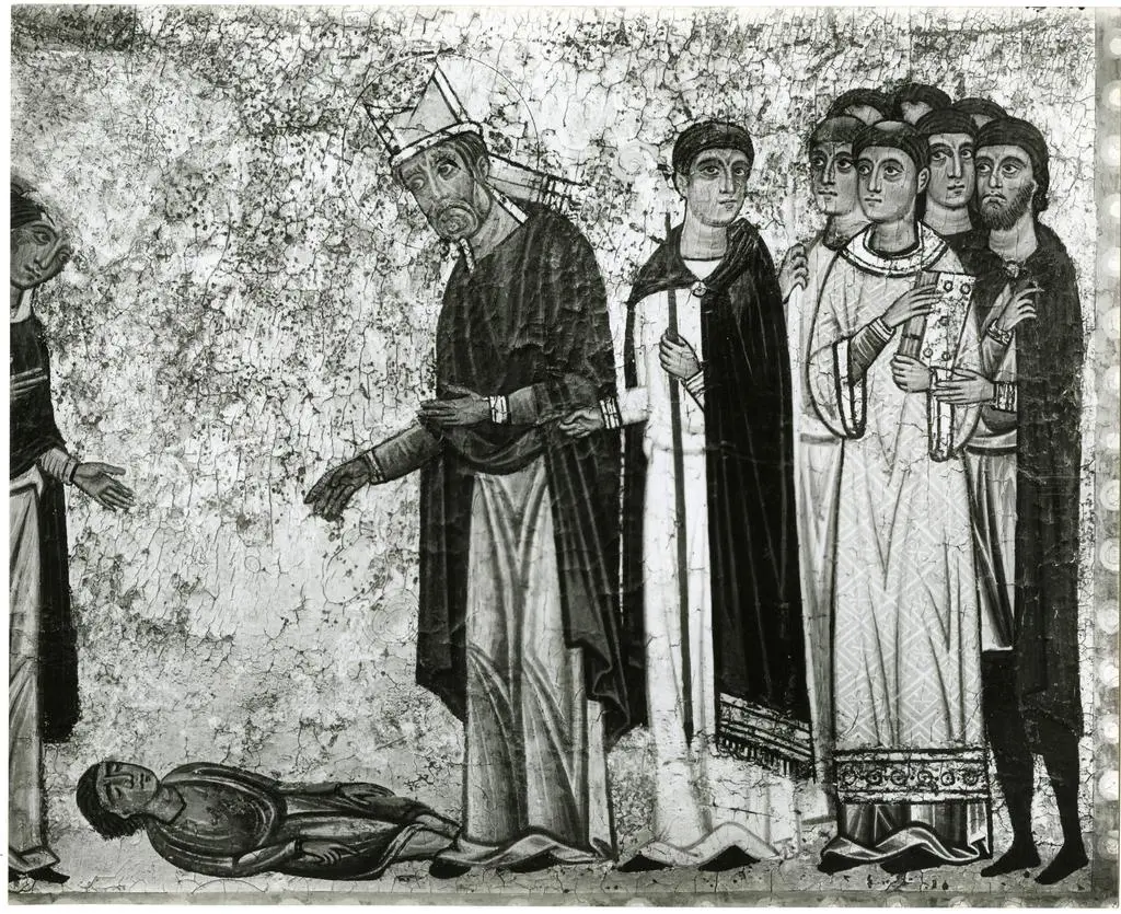 Gabinetto Fotografico della Soprintendenza Speciale per il Patrimonio Storico, Artistico ed Etnoantropologico e per il Polo Museale della citt&agrave; di Firenze , Maestro del Bigallo - sec. XIII - San Zanobi resuscita il figlio di una donna francese