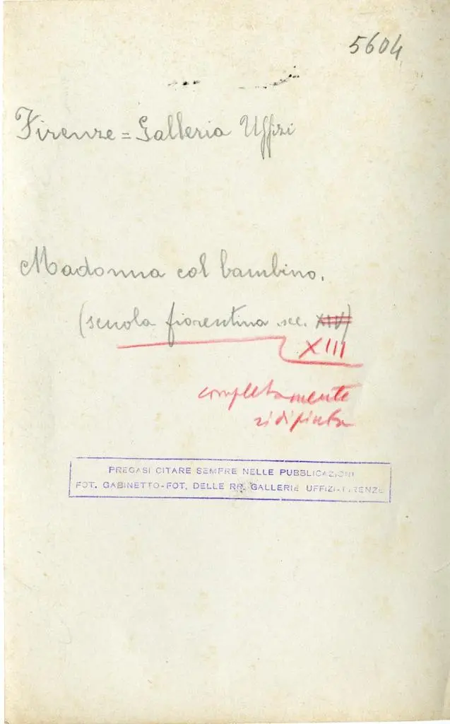 Gabinetto Fotografico della Soprintendenza Speciale per il Patrimonio Storico, Artistico ed Etnoantropologico e per il Polo Museale della citt&agrave; di Firenze , Firenze=Galleria Uffizi. Madonna col bambino (scuola fiorentina sec. XIV)