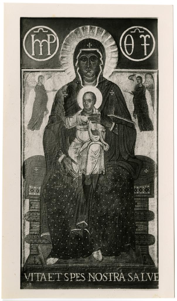 Anonimo , Maestro del Bigallo - scuola - sec. XIII - Madonna con Bambino in trono e due angeli