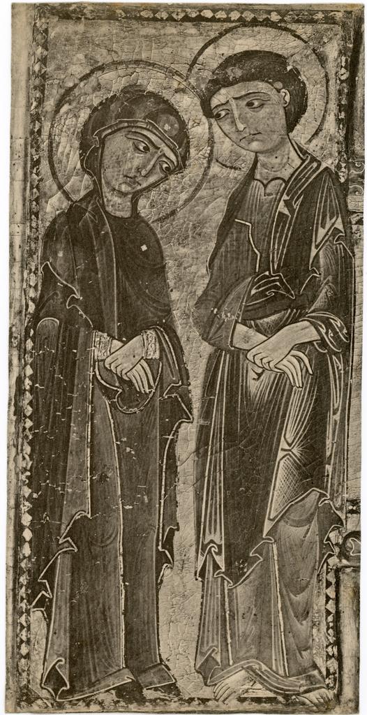 Anonimo , Maestro della Croce dell'Accademia - sec. XII - San Giovanni Evangelista e la Madonna