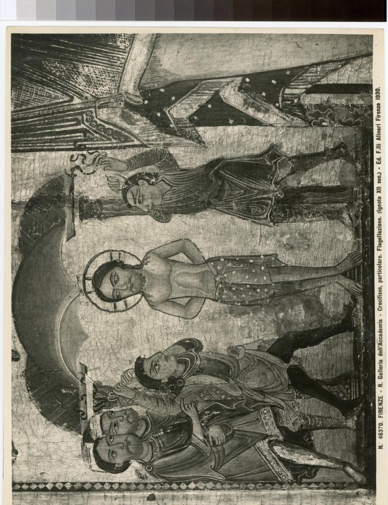 Alinari, Fratelli , Firenze - R. Galleria dell'Accademia - Crocifisso, particolare. Flagelazione. (Ignoto XII sec.)
