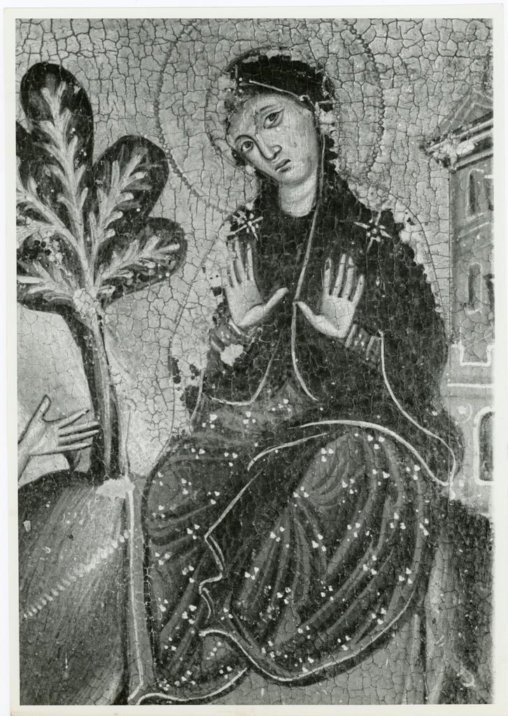 Gabinetto Fotografico della Soprintendenza Speciale per il Patrimonio Storico, Artistico ed Etnoantropologico e per il Polo Museale della città di Firenze , Maestro della Maddalena - sec. XIII - Fuga in Egitto, particolare della Vergine