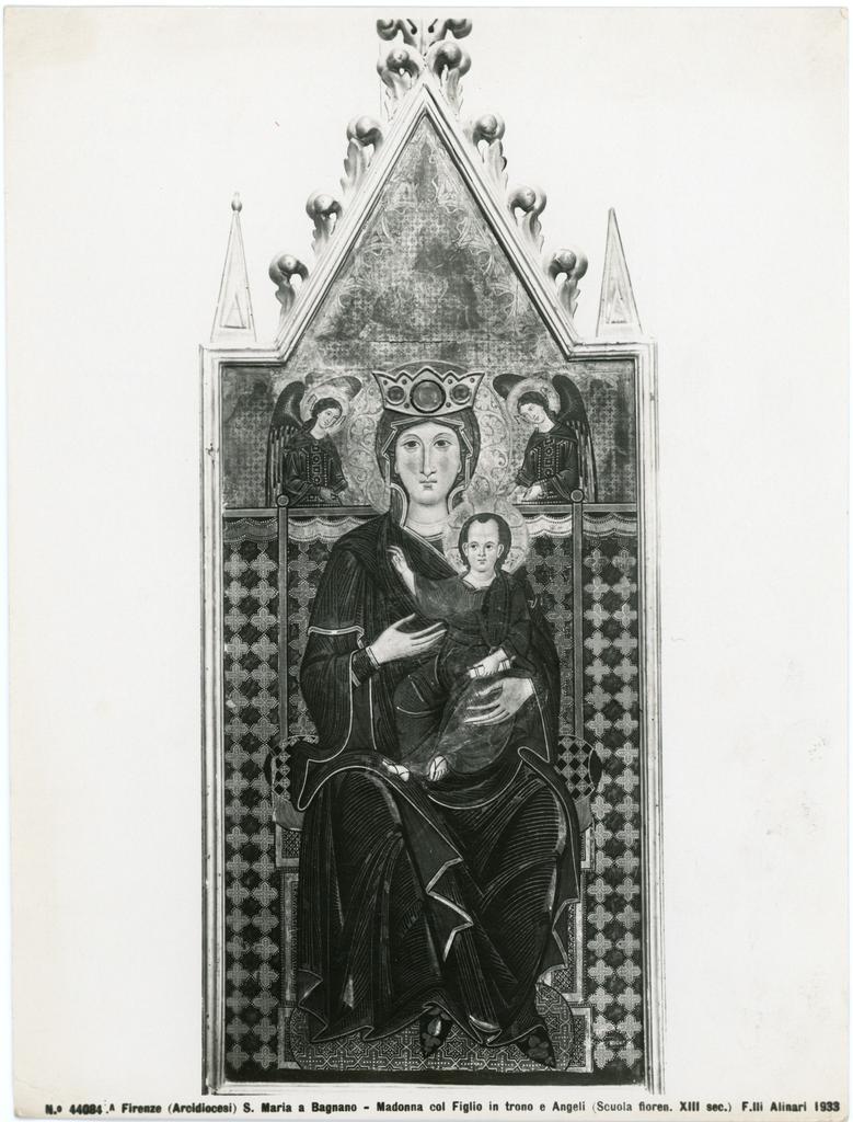 Alinari, Fratellli , Firenze (Arcidiocesi) S. Maria a Bagnano - Madonna con Figlio in trono e Angeli (Scuola fioren. XIII sec.)