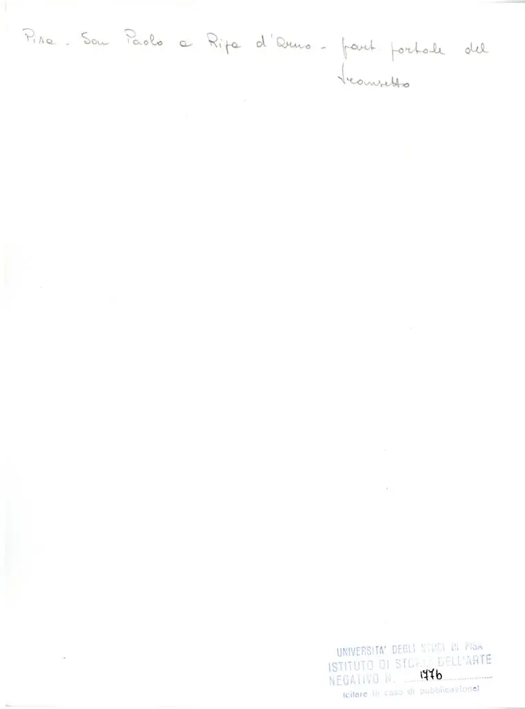 Universit&agrave; di Pisa. Dipartimento di Storia delle Arti , Pisa - San Paolo a Ripa d'Arno - part. portale del transetto