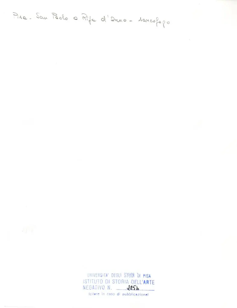 Università di Pisa. Dipartimento di Storia delle Arti , Pisa - San Paolo a Ripa d'Arno - sarcofago