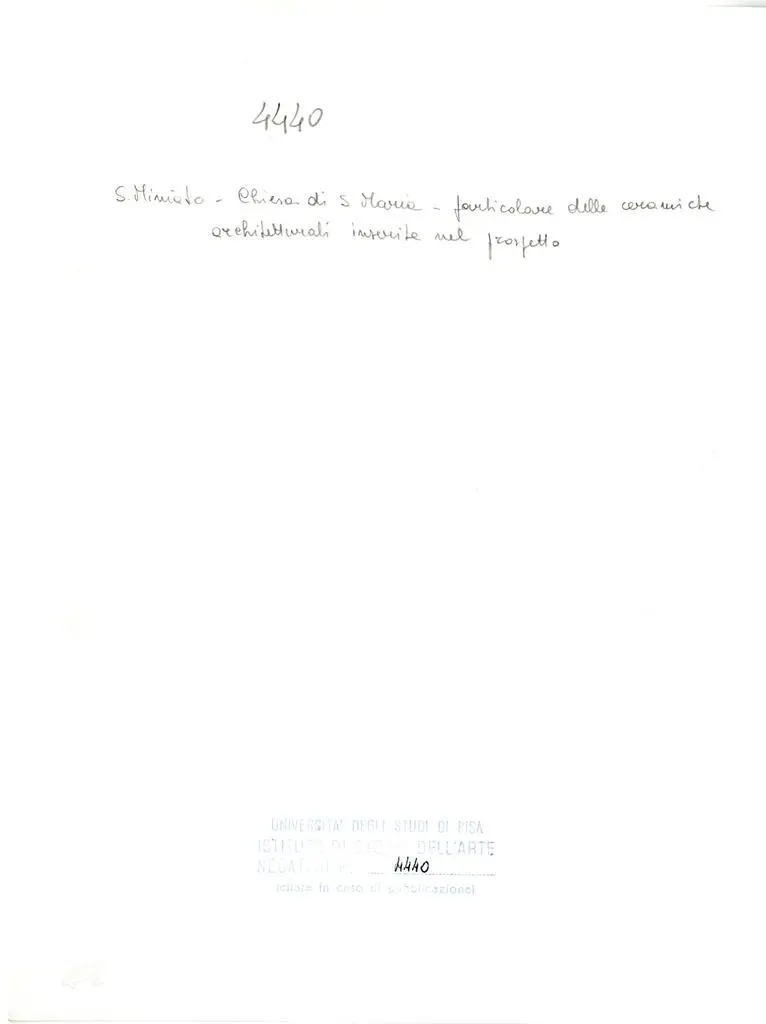 Universit&agrave; di Pisa. Dipartimento di Storia delle Arti , S. Miniato - Chiesa di S. Maria - particolare delle ceramiche architetturali inserite nel prospetto