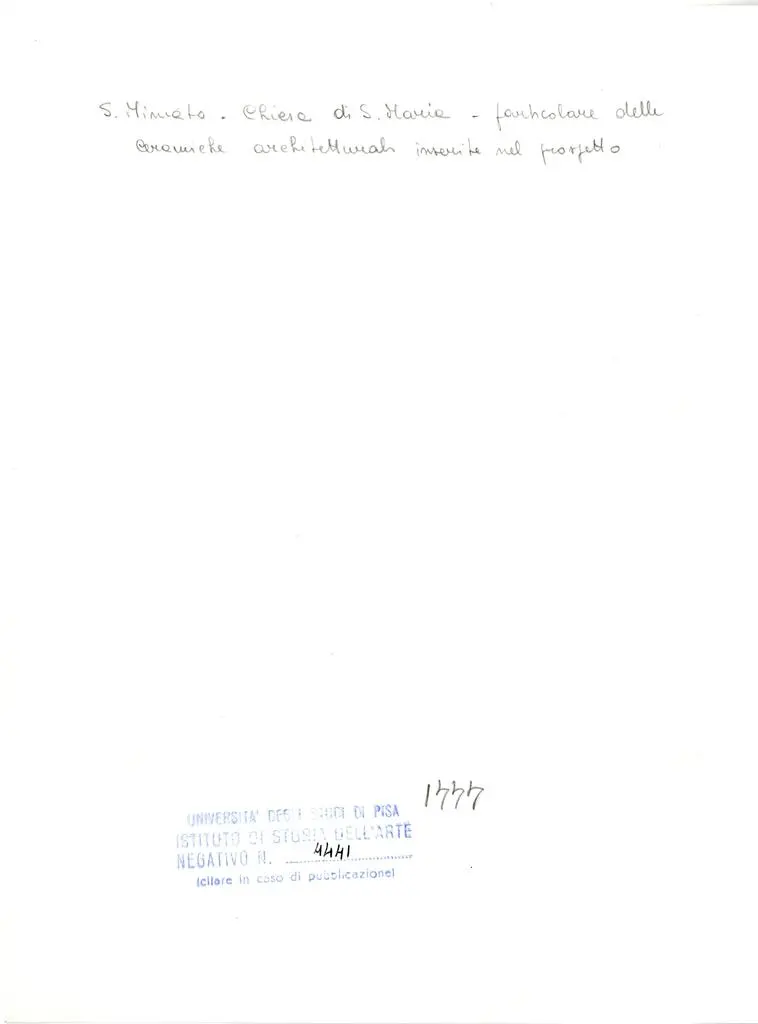 Universit&agrave; di Pisa. Dipartimento di Storia delle Arti , S. Miniato - Chiesa di S. Maria - particolare delle ceramiche architetturali inserite nel prospetto