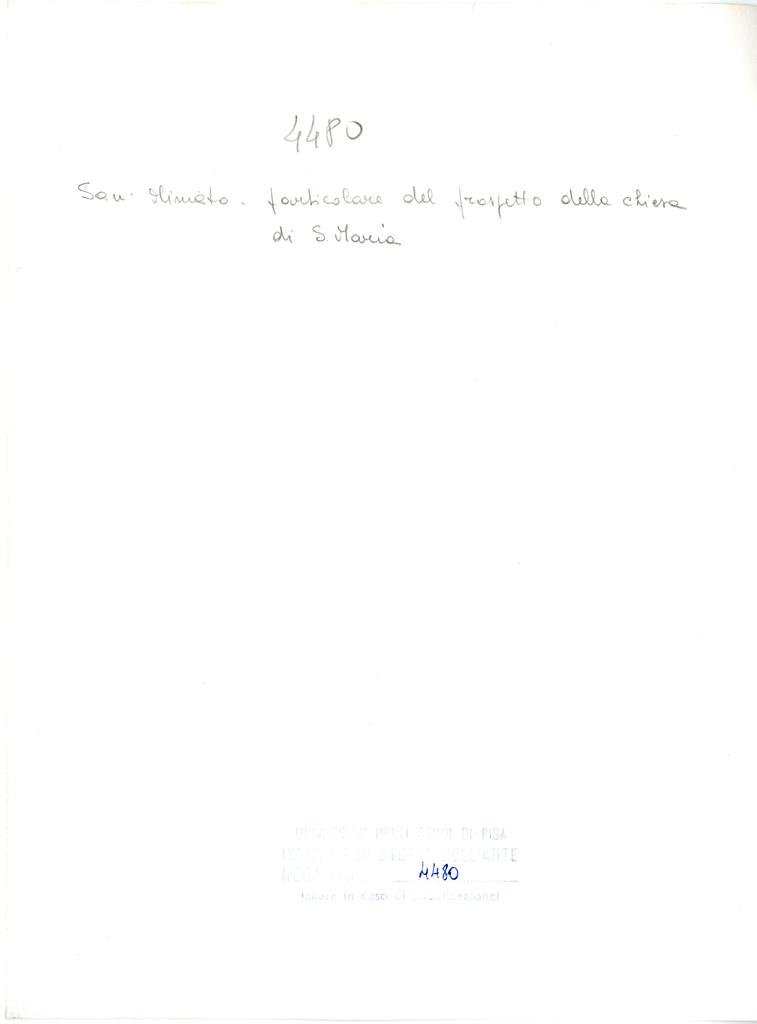 Università di Pisa. Dipartimento di Storia delle Arti , San Miniato - particolare del prospetto della chiesa di S. Maria