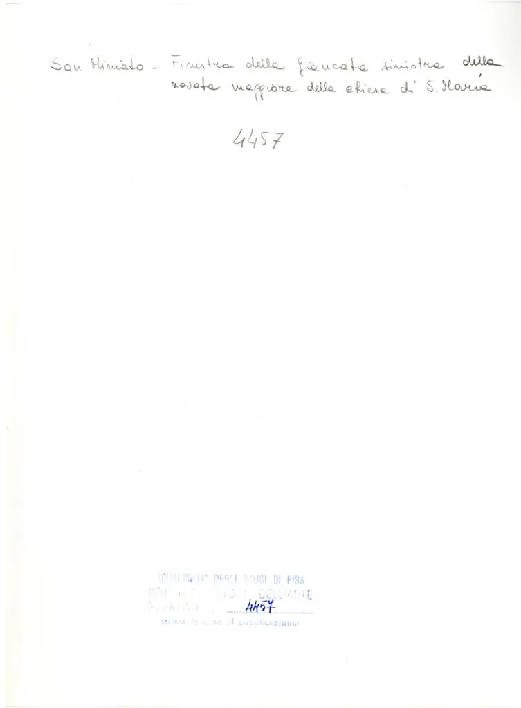 Università di Pisa. Dipartimento di Storia delle Arti , San Miniato - Finestra della fiancata sinistra della navata maggiore della chiesa di S. Maria