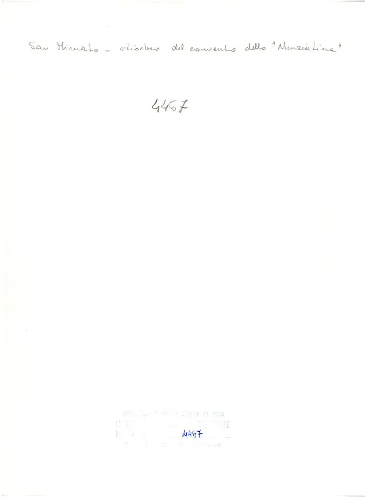 Universit&agrave; di Pisa. Dipartimento di Storia delle Arti , San Miniato - chiostro del convento della "Nunziatina"