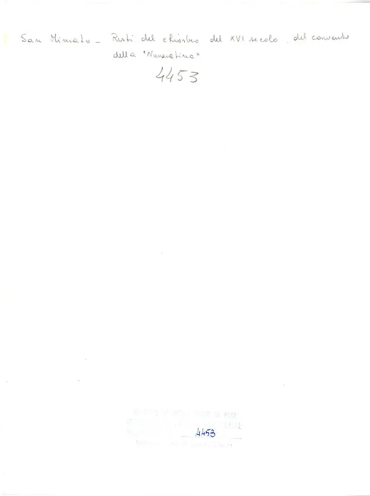 Universit&agrave; di Pisa. Dipartimento di Storia delle Arti , San Miniato - Resti del chiostro del XVI secolo, del convento della "Nunziatina"