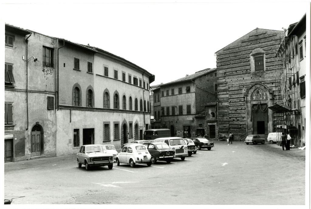 Anonimo , Anonimo - sec. XIV/ XV - Veduta di piazza del popolo con la chiesa di S. Domenico