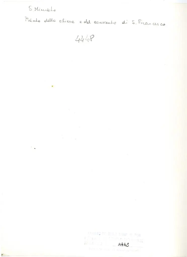 Universit&agrave; di Pisa. Dipartimento di Storia delle Arti , S. Miniato - Pianta della chiesa e del convento di S. Francesco