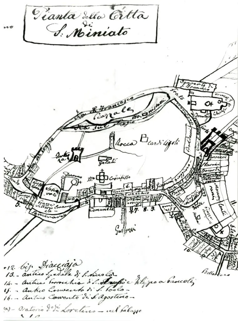 Universit&agrave; di Pisa. Dipartimento di Storia delle Arti , particolare della pianta della citt&agrave; di San Miniato (dal Turri)