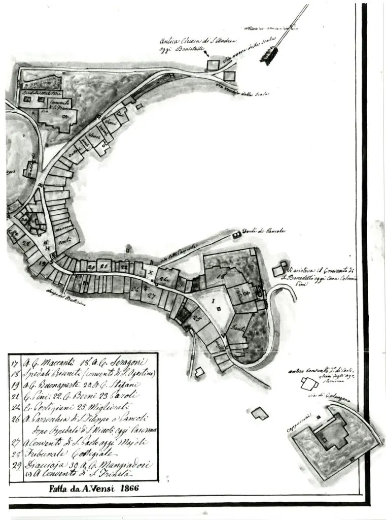 Universit&agrave; di Pisa. Dipartimento di Storia delle Arti , terziere di Poggighisi particolare della carta topografica della citt&agrave; di San Miniato (da A. Vensi)