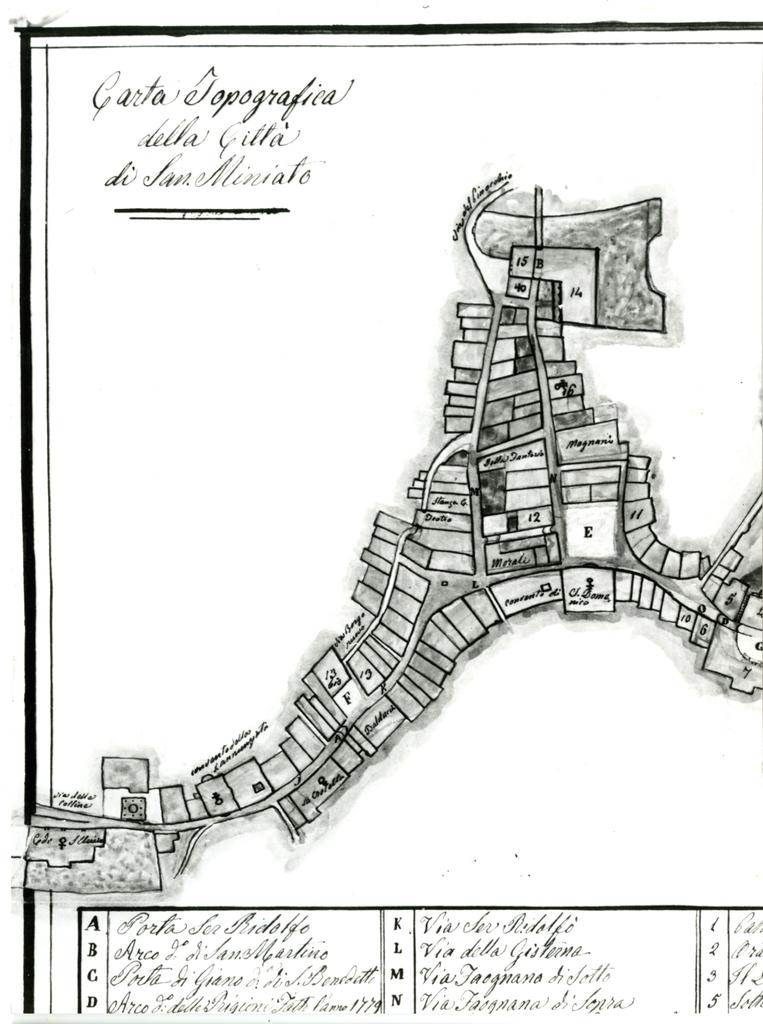 Università di Pisa. Dipartimento di Storia delle Arti , terziere di Fuordiporta particolare della carta topografica della città di San Miniato (da A. Vensi)