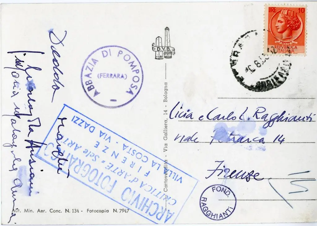 Anonimo , Abbazia di Pomposa (Ferrara) - Panorama dall'aereo