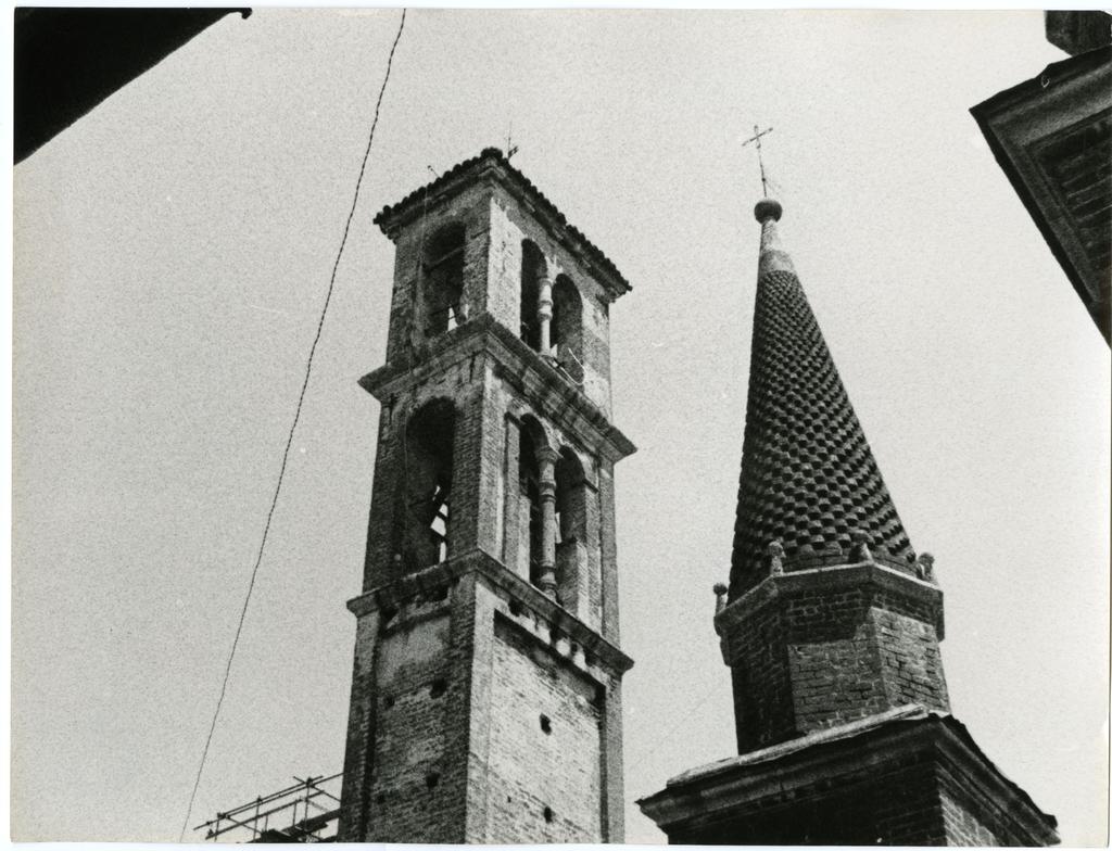 Anonimo , Anonimo sec. XIV/ XV - sec. XIV/ XV - Veduta della Certosa di Pavia, particolare con torre campanaria