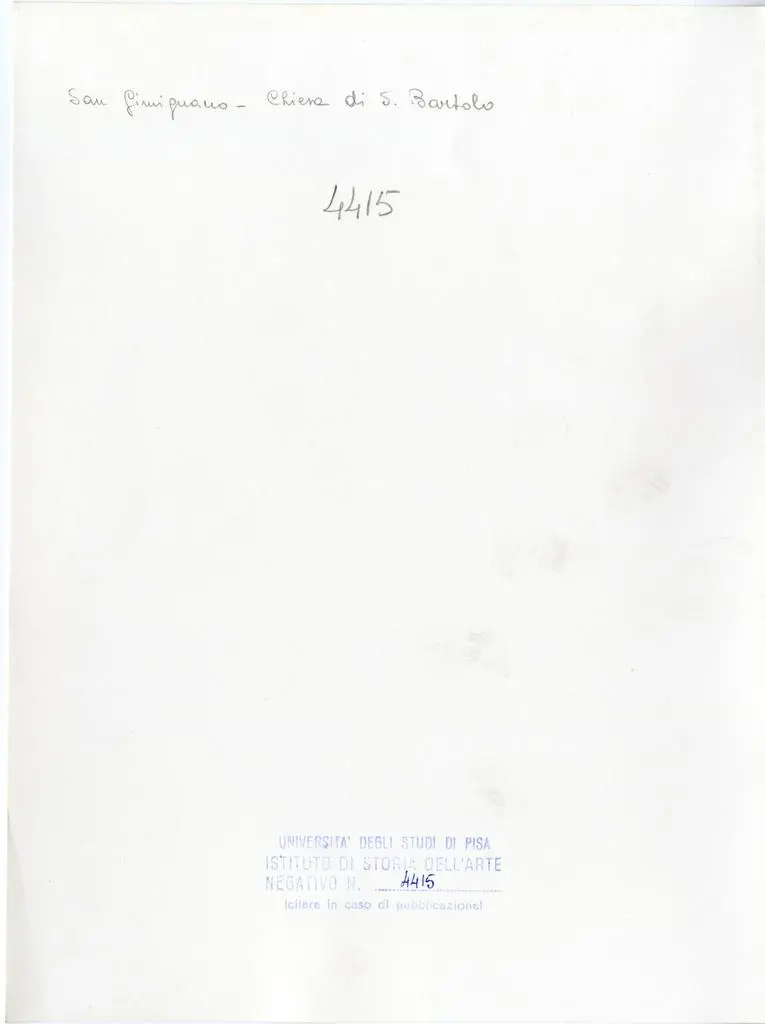 Universit&agrave; di Pisa. Dipartimento di Storia delle Arti , San Gimignano - chiesa di S. Bartolo