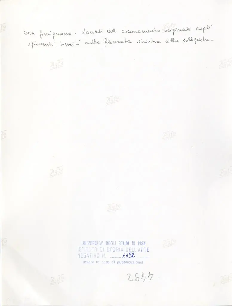 Universit&agrave; di Pisa. Dipartimento di Storia delle Arti , Lacerti della cornice degli spioventi della chiesa di S. Maria