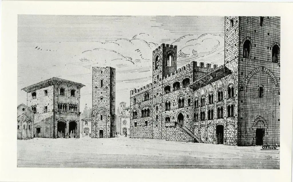 Anonimo , Anonimo - sec. XV - Veduta di piazza