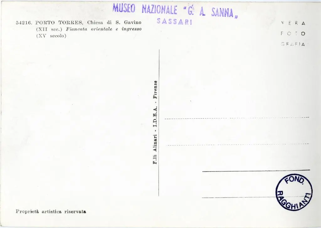 Alinari, Fratelli , Porto Torres, Chiesa di S. Gavino (XII sec.) Fiancata orientale e ingresso (XV secolo)