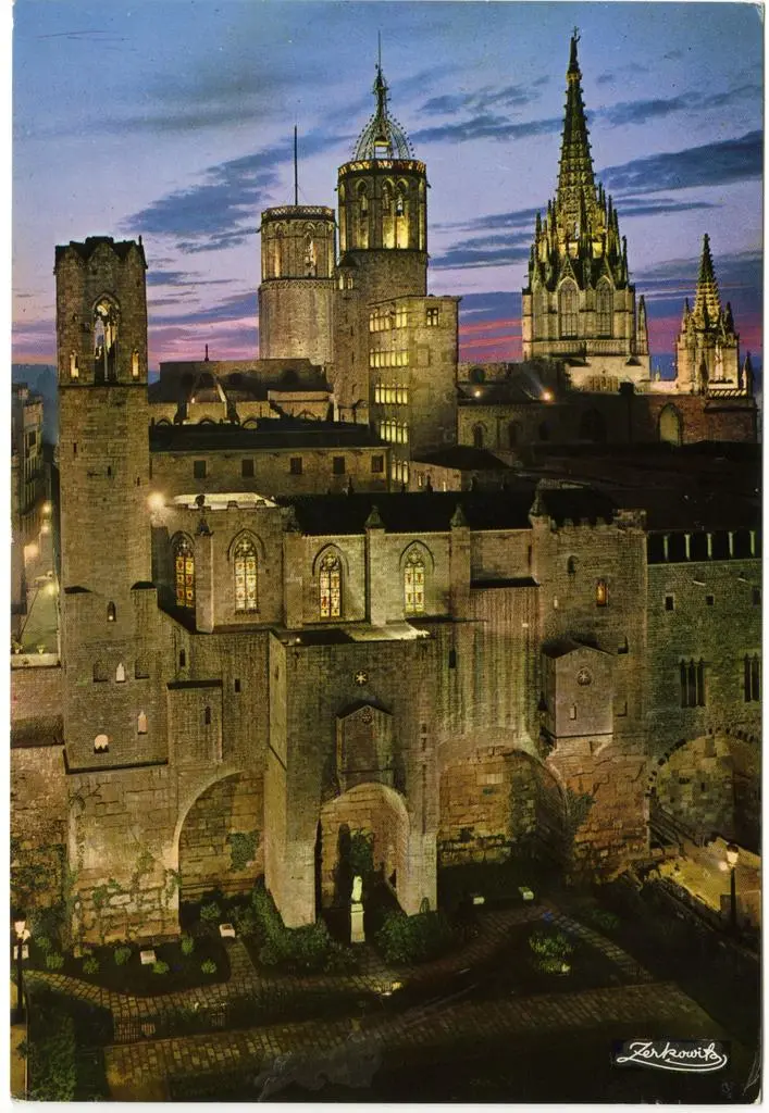 Zerkowitz Adolf , Barcelona n&deg; 2135 - Barrio Gotico. Plaza Berenguer, de noche