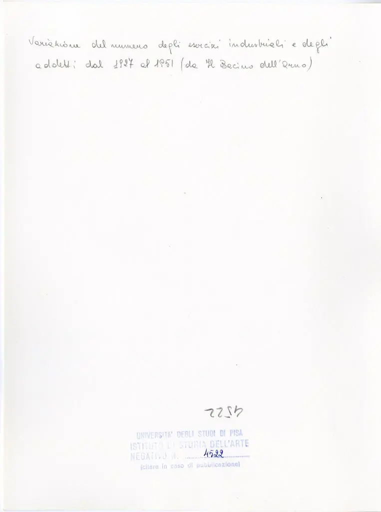 Universit&agrave; di Pisa. Dipartimento di Storia delle Arti , Variazione del numero degli esercizi industriali e degli addetti dal 1927 al 1951 (da Il Bacino dell'Arno)