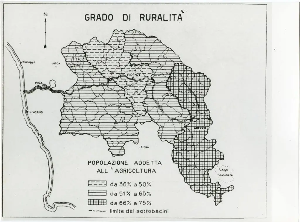 Universit&agrave; di Pisa. Dipartimento di Storia delle Arti , Grado di ruralit&agrave; (da Il Bacino dell'Arno)