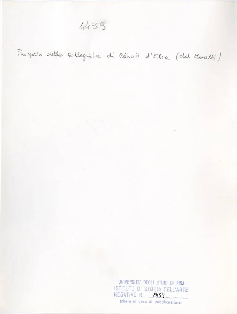 Universit&agrave; di Pisa. Dipartimento di Storia delle Arti , Prospetto della collegiata di Casole d'Elsa (dal Moretti)