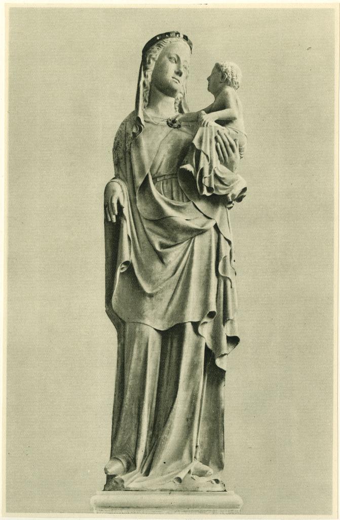 Anonimo , École Française. Première moitié du XIVe siècle. La Vierge et l'Enfant. Marbre. Église de Magny-en-Vexin. (Seine-et-Oise).