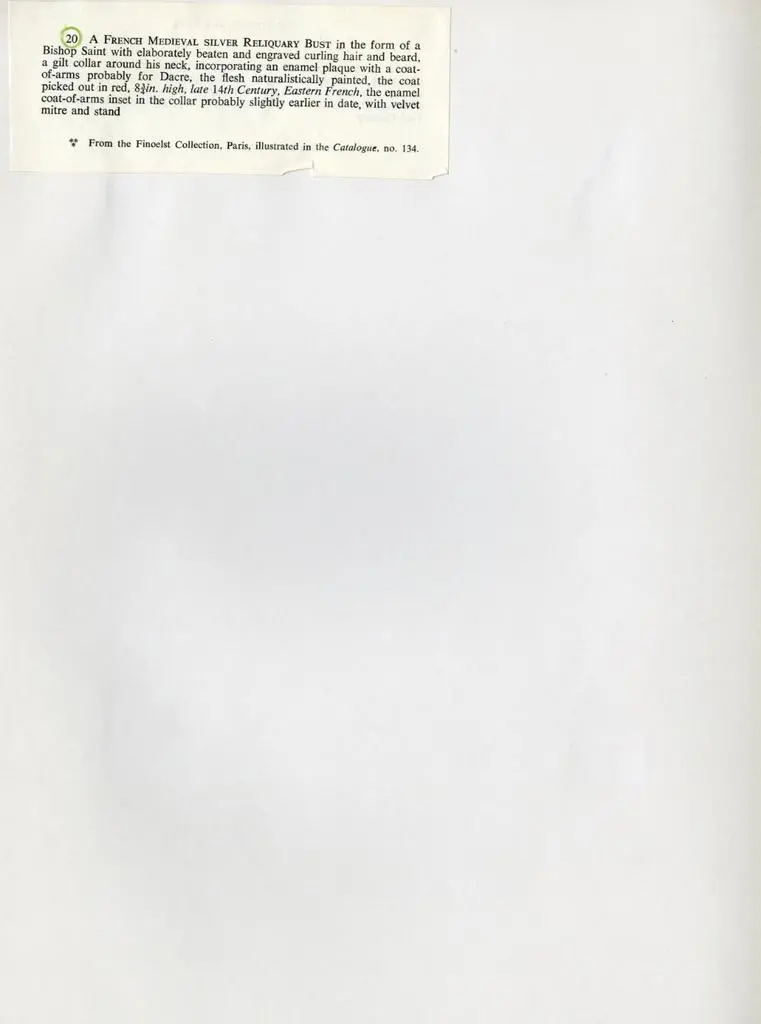 Anonimo , A French Medieval silver Reliquary Bust