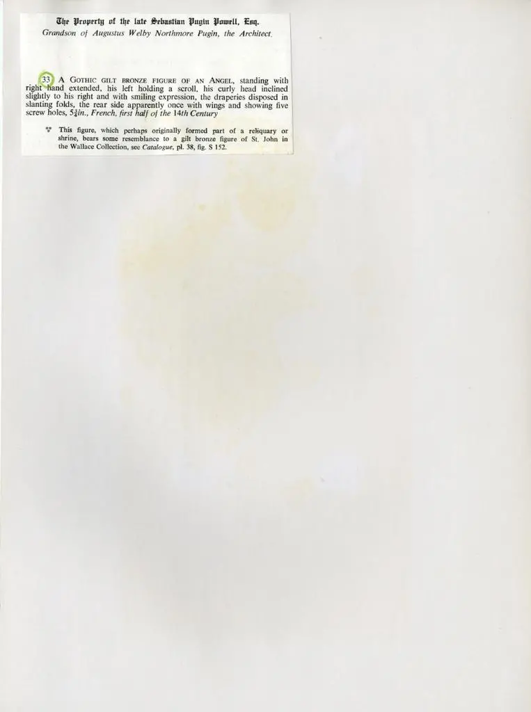 Anonimo , A Gothic gilt bronze figure of an Angel