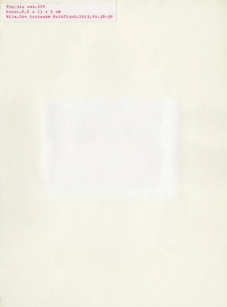 Anonimo , Francia sec. XIV, bosso, 8.5x13x5 cm - Wilm, Die Gotische Holzfigur, 1923, tt. 38-39