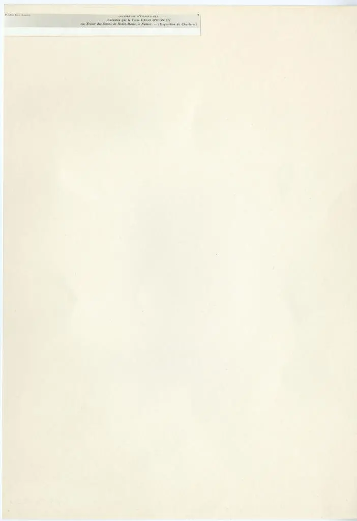 Becker, Paul , Couverture d'Evang&eacute;liaire- Ex&eacute;cut&eacute;e par le Fr&egrave;re Hugo D'Oignes - Au Tr&eacute;sor des S&oelig;urs de Notre-Dame, &agrave; Manur. - (Exposition de Charleroi)