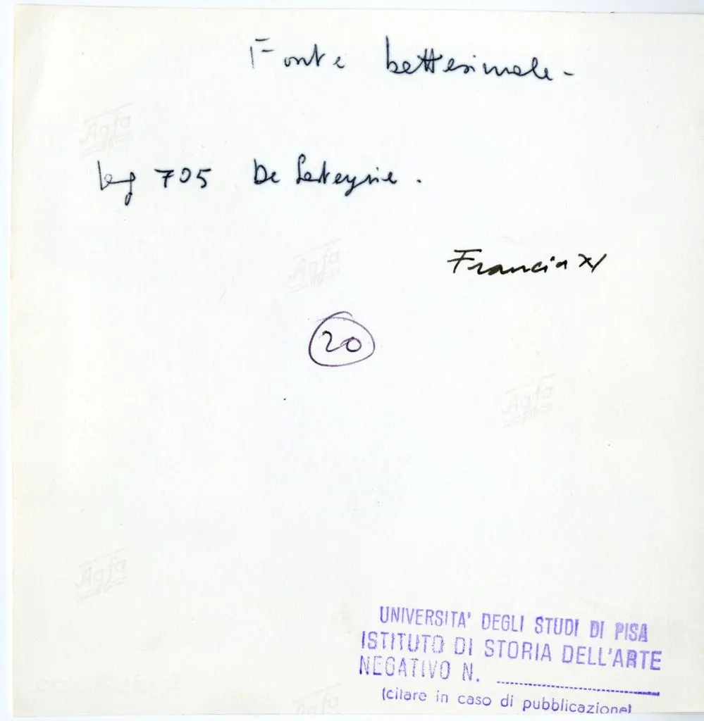 Universit&agrave; di Pisa. Dipartimento di Storia delle Arti , Fonte battesimale
