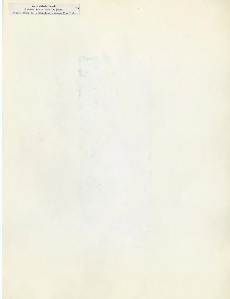 Anonimo , Zwei gotische Engel. Reimser Schule. Ende 13. Jahrh. Neuerwerbung des Metropolitan, Museums New York.