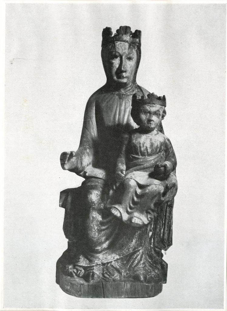 Anonimo , Scuola Francese del XIII° sec.: "Madonna col Bambino" (legno policromo) - L. P. Bresset & Fils: 5 Quai Voltaire, Paris